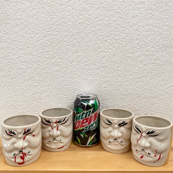 Lot 4 Rare Otagiri Japan Kabuki Mask 3D Face Tiki Mug Ceramic Drinking Glasses - Picture 3 of 16